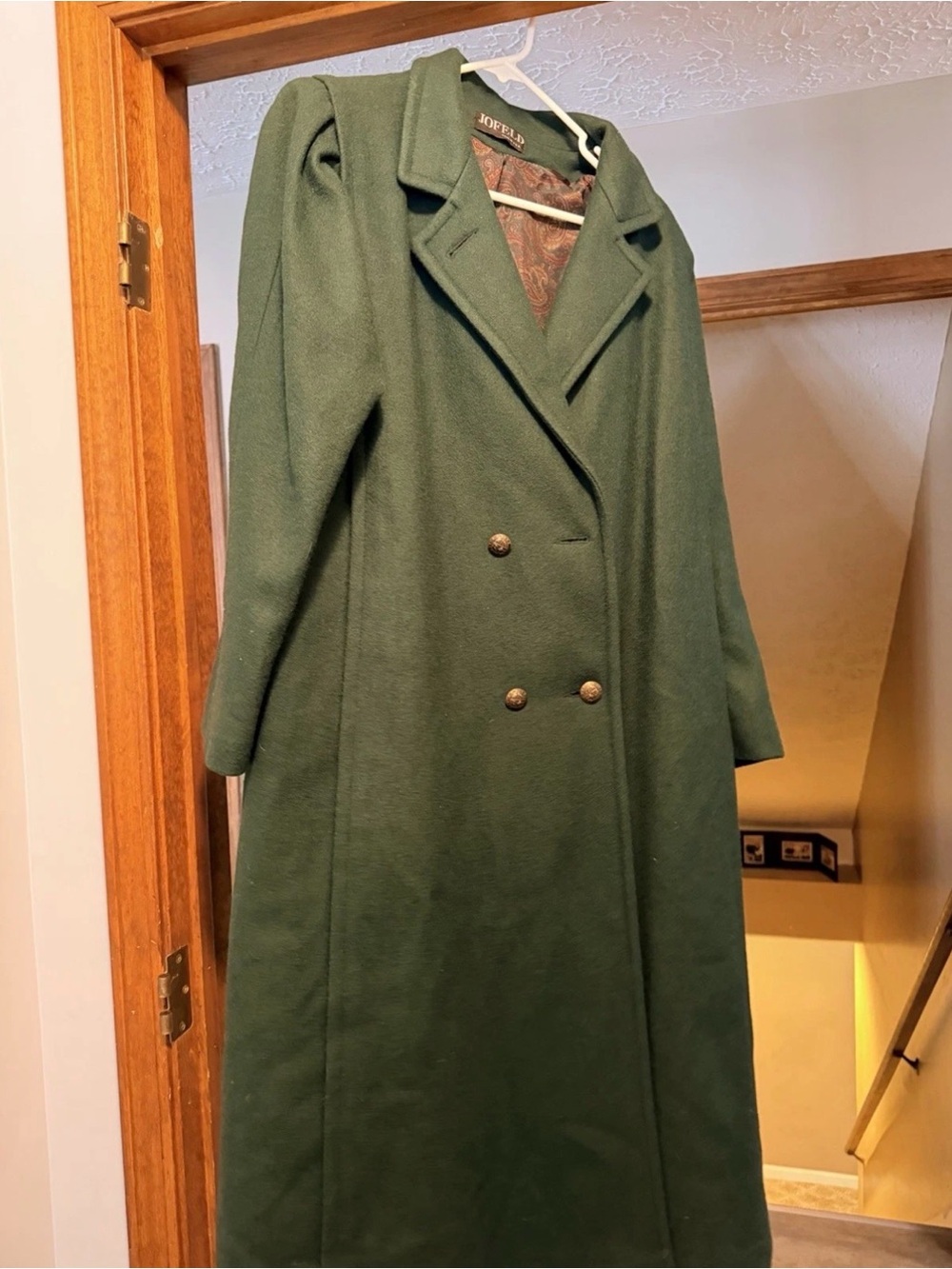 Long Double-Breasted Trench Coat in Forest Green by Jofeld